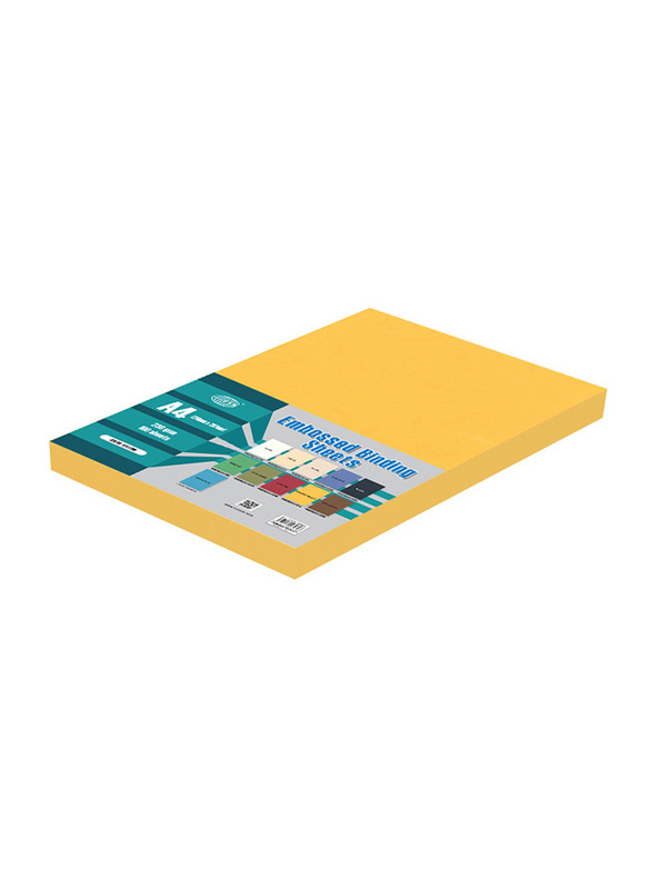 FIS Embossed 230 GSM Binding Sheets, A4 Size, 100 Pieces, FSBDE230A4GYL, Yellow