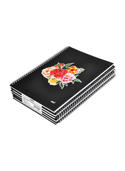 Light Hard Cover Spiral Notebook Set, 100 Sheets, A4 Size, 5 Pieces, Single Line, LINBSA41710, Multicolour