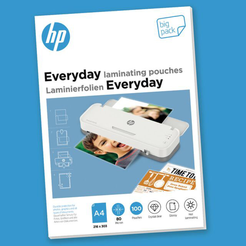 HP Everyday Laminating Pouch, A4 Size, 80 Micron, 100 Pieces, OLLM9154, Clear