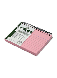 FIS Ruled Double Loop Spiral Binding Record Card, 5 x 3 Inch, 50 Sheets, 180 Gsm, FSIC53-180SPPI, Pink
