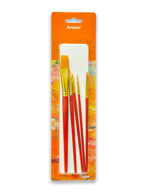 Artmate Artist Brushes, 5 Pieces, Red