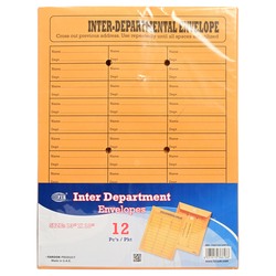 FIS Interdepartmental Envelopes, Size 13"x10"(330.2x254mm), Easy Closure String Tie, Packet of 12 Pieces, Orange Color-FSEV10X13HP12