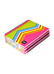 Light 5-Piece Design Spiral Hard Cover Notebook, Single Ruled, 100 Sheets, 9 x 7 inch, LINBS971001404, Multicolour
