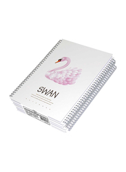 FIS Swan Design Spiral Hard Cover Notebook, 5 x 96 Sheets, A4 Size, FSNBSHCA496-SWA1, White
