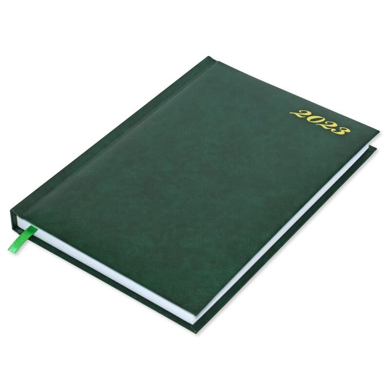 

FIS 2023 English 1 Side Padded Diary with Vinyl Cover, 384 Sheets, 60 GSM, A5 Size, FSDI18E23GR, Green