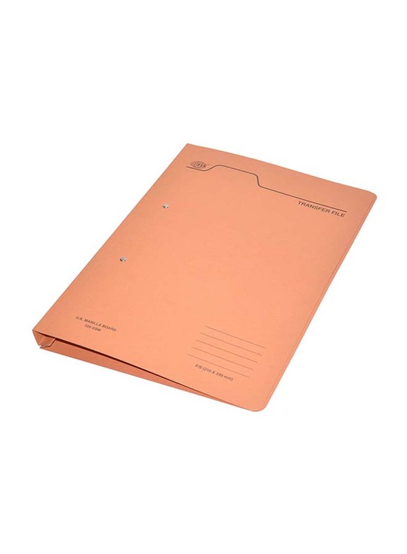 FIS Transfer File Set with Fastener, English, 320GSM, F/S Size, 50 Pieces, FSFF4EOR, Orange