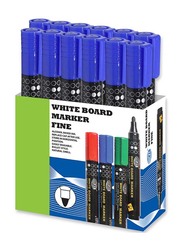 فيس مجموعة أقلام تحديد قابلة للمسح من 12 قطعة بطرف رفيع للسبورة البيضاء أزرق