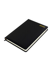 FIS 2023 1-Side Padded Bonded Leather English Agenda Diary, 400 Sheets, 70 GSM, FSDI75EB23BK, Black