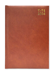 FIS 2024 Arabic/English Bonded Leather Diary, 384 Sheets, 70 GSM, A4 Size, FSDI40AEBI24BR, Brown