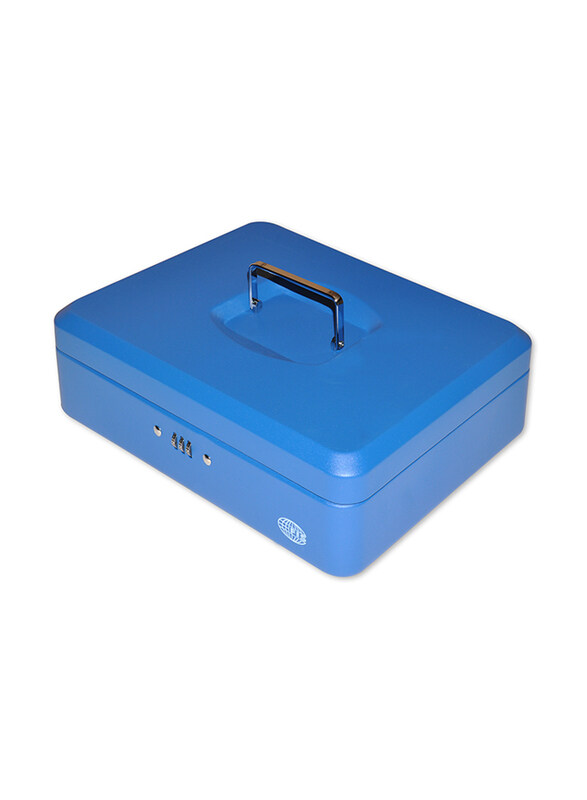 FIS Matt Finish Cash Box with Number Lock, 12 Inch, Blue