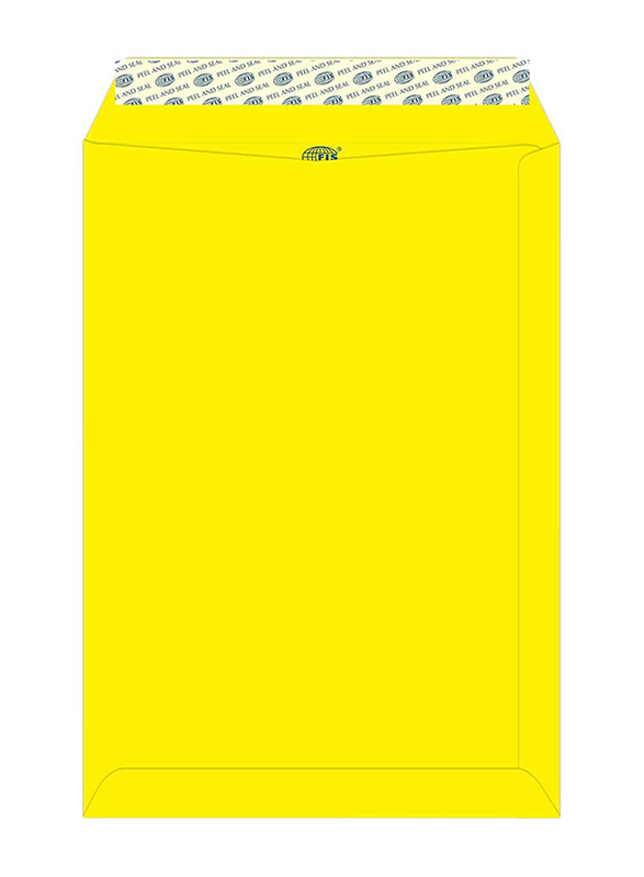 FIS Colour Peel & Seal Envelopes, 50-Piece, 80 GSM, C4 (324 x 229mm), Neon Lemon