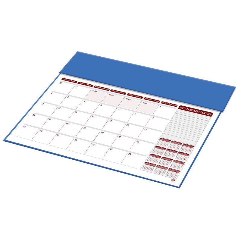 

FIS 2023 English/French PVC Desk Blotter Year Planner, FSDK2EF23BL, Blue
