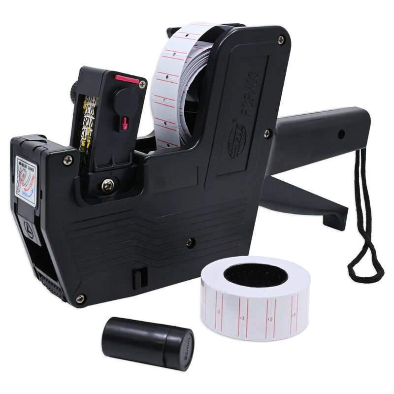 

FIS One Line Price Labeler Machine, 8 Digits, with Ink Cartridge & Labeler Roll, Color Black - FSPX03BK