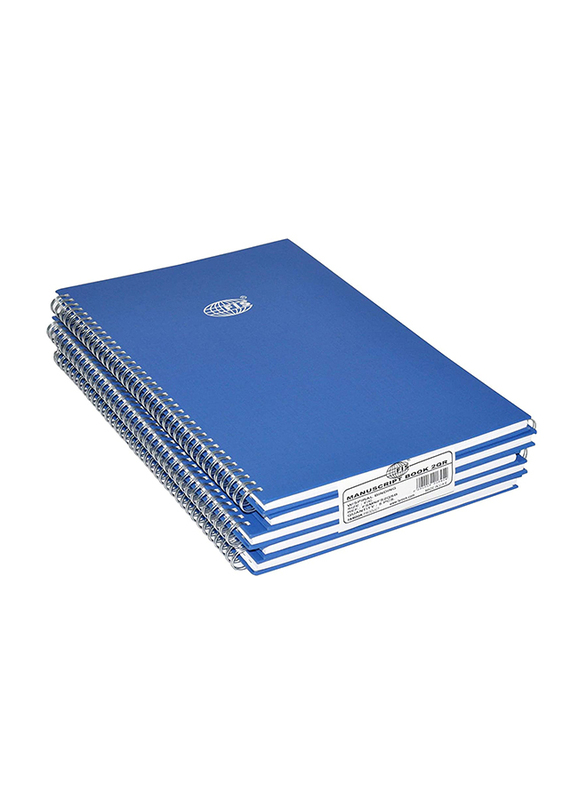 FIS Manuscript Notebook Set, 8mm Single Ruled, 3 Quire, 5 x 144 Sheets, F/S 210 X 330mm, FSMNFS3Q, Blue