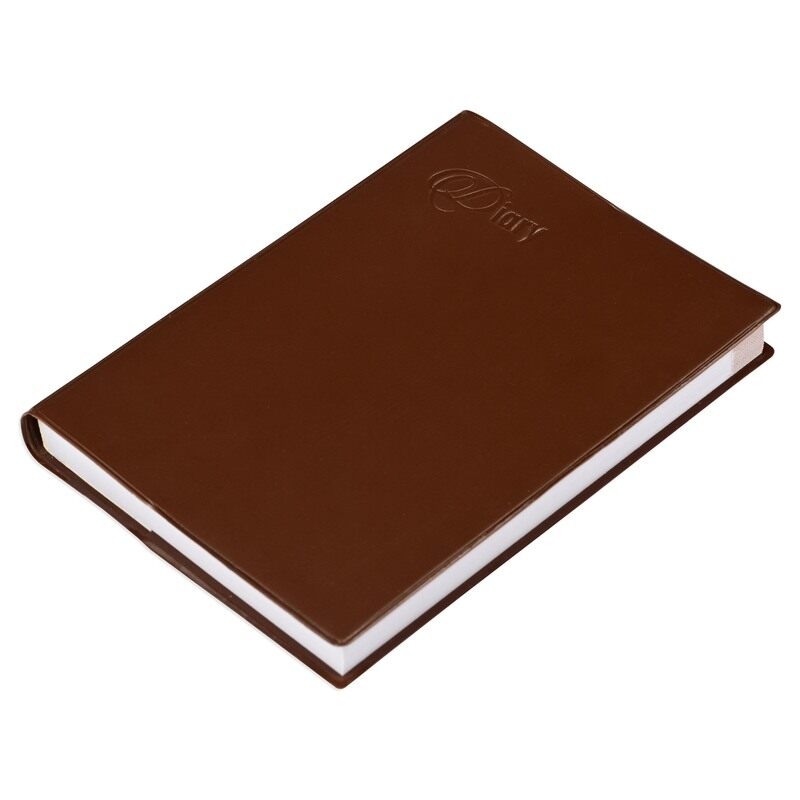 

FIS 2025 Pocket Diary, PVC Materials, Soft Jacket Cover, 2 Days a Page, Size 75x105mm, English ,60gsm White Paper, Brown Color-FSDI09E25BR