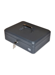 FIS Matt Finish Cash Box with Key, 12 Inch, Black