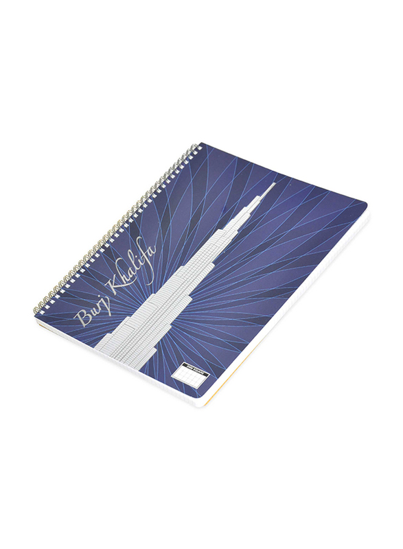FIS Spiral Burj Khalifa Notebook, 80 Sheets, A4 Size, FSNBS5A480B, Blue