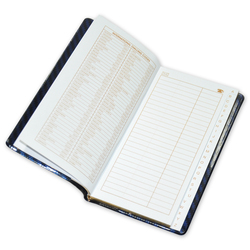 FIS English Address Book with PVC Cover with Gilding, 90 x 170mm, 52 Sheets, FSAD9X17EGN, Gold/Blue/Black