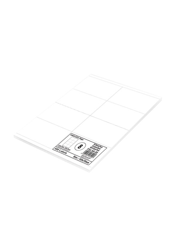 

FIS E.U. Origin Material Multipurpose Laser Labels, 8 Stickers x 50 Sheet, 105 x 70 mm, A4 Size, FFSLA8-50, White