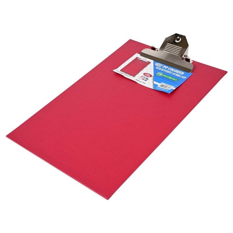 

FIS PP Colored Clipboard with Butterfly Jumbo Clip, Foolscap Size(210x330mm), Wine Red Color -FSCBPPJCFSWRE