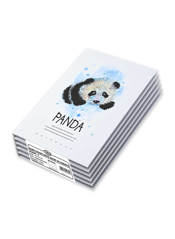 FIS Panda Design Hard Cover Notebook, 5 x 96 Sheets, A5 Size, FSNBHCA596-PAN6, White