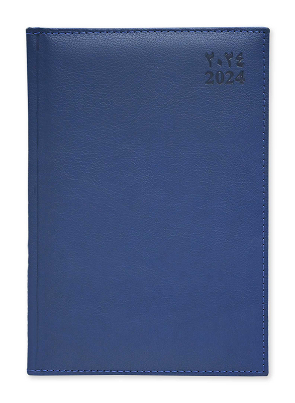 FIS 2024 (Arabic/English) Golden Diary, 384 Sheets, 70 GSM, A5 Size, FSDI26AEG24BL, Blue