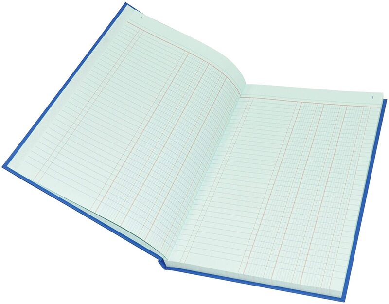 FIS Cash Book with Azure Laid Ledger Paper, F/S Size, 2 Quire, 210 x 330mm, FSACCDC2Q73, Blue