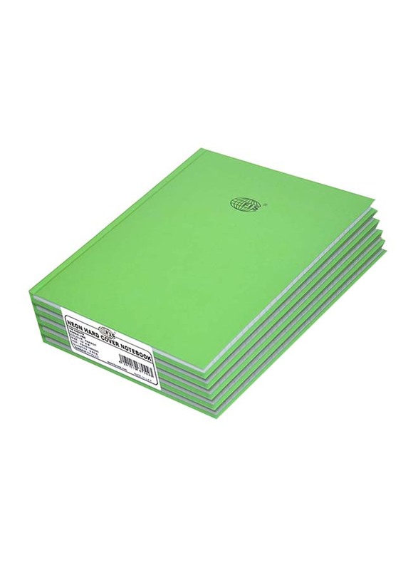 FIS Neon Hard Cover Single Line Notebook Set, 10 x 8 inch, 5 Piece x 100 Sheets, FSNB108N230, Parrot Green