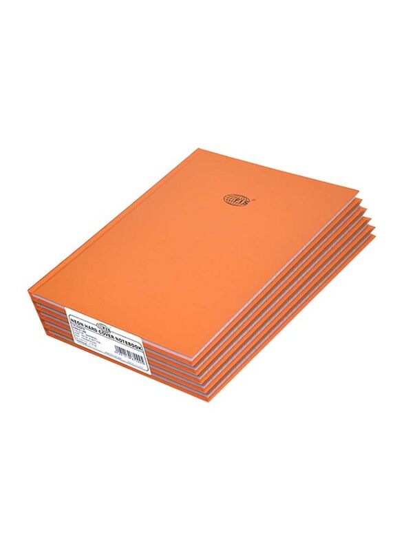 

FIS Neon Hard Cover Single Line Notebook Set, 5 x 100 Sheets, A4 Size, FSNBA4N240, Saffron Orange