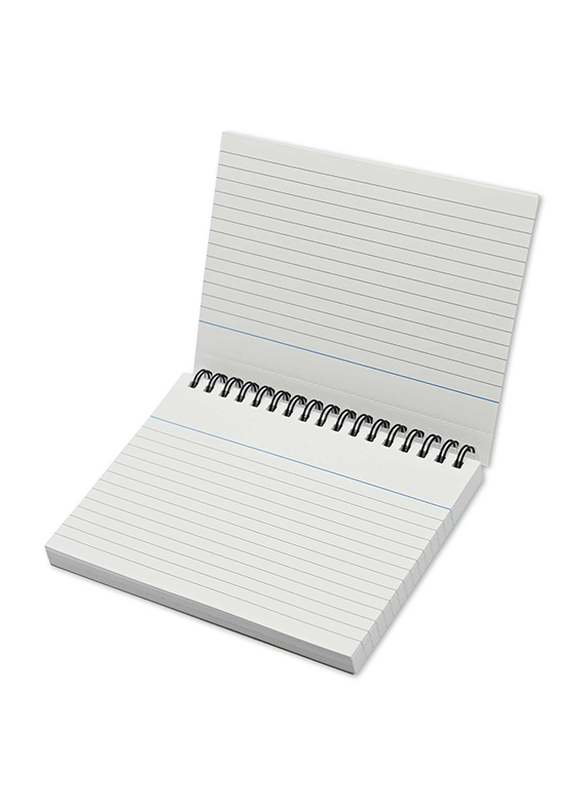 FIS Ruled Double Loop Spiral Binding Record Card, 6 x 4 Inch, 50 Sheets, 180 Gsm, FSIC64-180SPWH, White