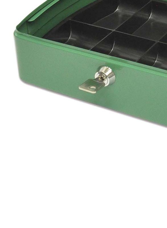 FIS Cash Box Steel with Key Lock, 255 x 200 x 90mm, 10 Inch Lock Size, FSCPTS0120GR, Green