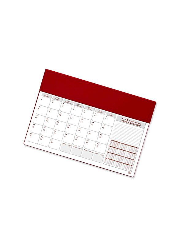 

FIS 2024 Arabic/English Year Planner PVC Desk Blotter, FSDK2AE24MR, Maroon