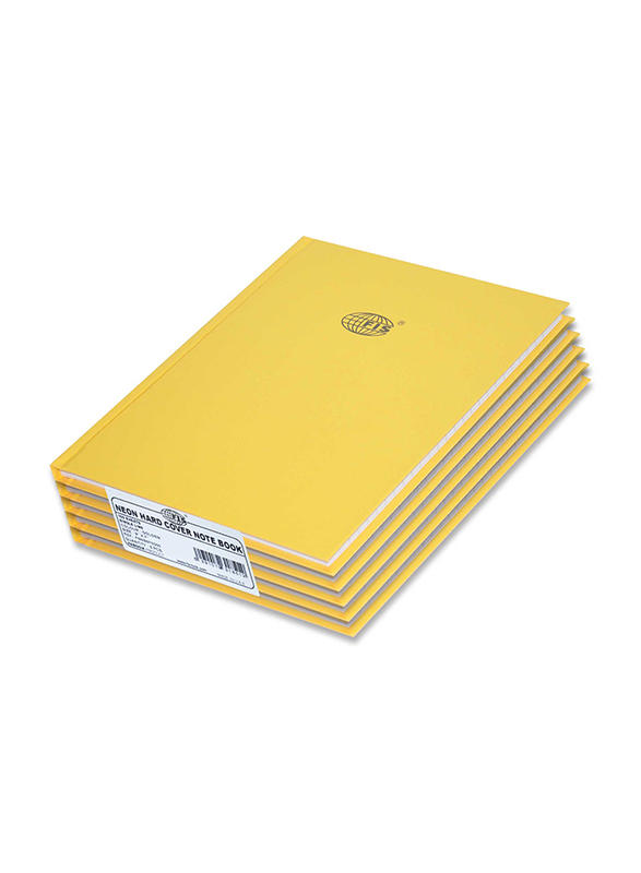 FIS Neon Hard Cover Single Line Notebook Set, 5 x 100 Sheets, 9 x 7 inch, FSNB97N200, Gold