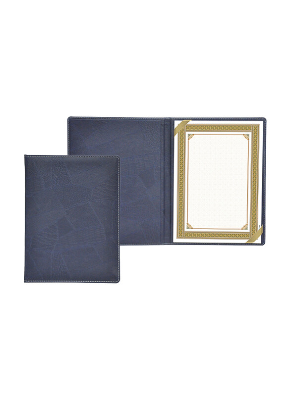 

FIS Italian PU Certificate Folders with A4 Certificate and Gift Box, FSCLCERTPUPBL, Blue