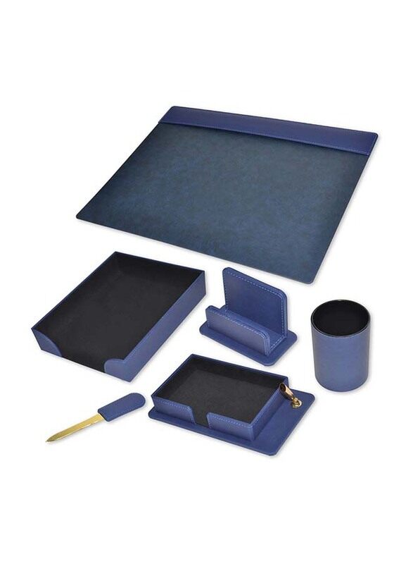 

FIS Italian PU Executive Desk Set, 6 Pieces, FSDS181BL, Blue