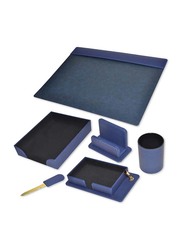 FIS Italian PU Executive Desk Set, 6 Pieces, FSDS181BL, Blue