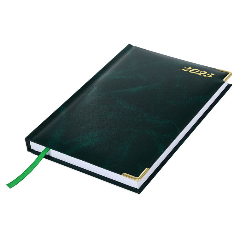 

FIS 2025 Diary, 1 Side Padded Vinyl Material, Gold Corners, A5 Size(14.8x21cm), English, Green Color-FSDI22E25GR