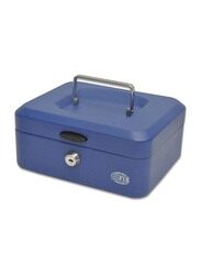 FIS Cash Box Steel with Key Lock, 200 x 160 x 90mm, 8 Inch Lock Size, FSCPTS0X30B, Blue