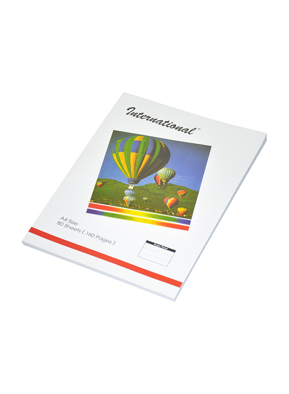 FIS International Parachute Exercise Notebooks, Single Ruled, 10 Pieces x 160 Pages, A4 Size, White