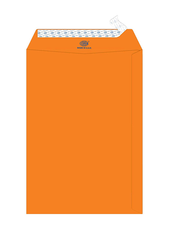 FIS Colour Peel & Seal Envelopes, 50-Piece, 80 GSM, 9 x 6-Inch, Neon Orange