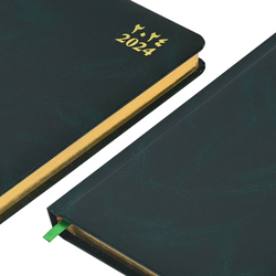FIS 2024 Arabic/English Golden Diary, 384 Sheets, 60 GSM, A5 Size, FSDI23AEG24GR, Green