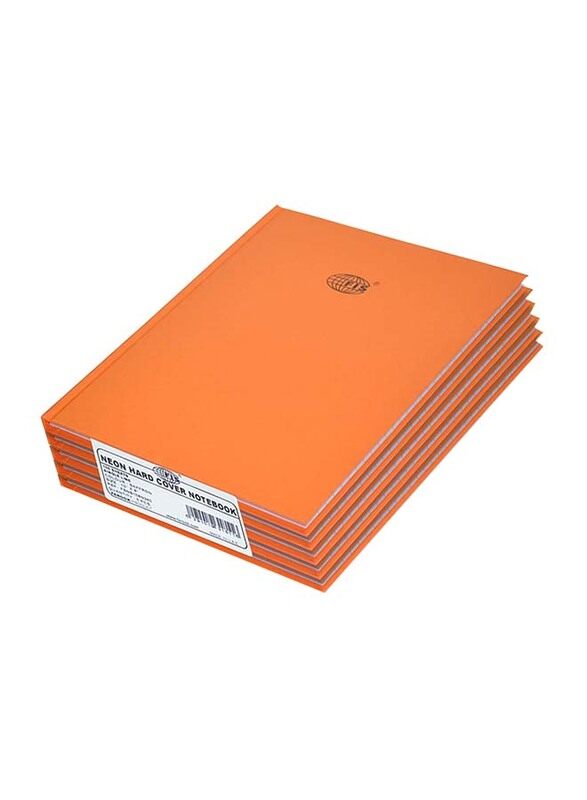 

FIS Neon Hard Cover Single Line Notebook Set, 10 x 8 inch, 5 Piece x 100 Sheets, FSNB108N240, Saffron Orange