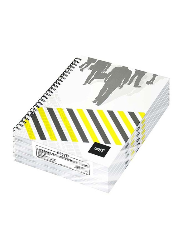 Light 5-Piece Spiral Hard Cover Notebook, Single Line, 100 Sheets, A4 Size, LINBSA41801, Multicolour