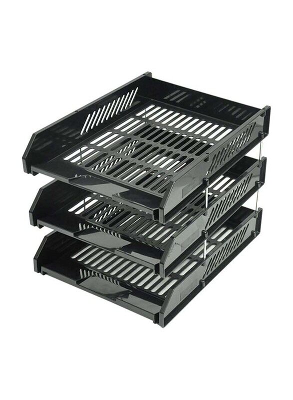 

FIS 3-Shelf Plastic Document Tray, FSOT10431BK, Black