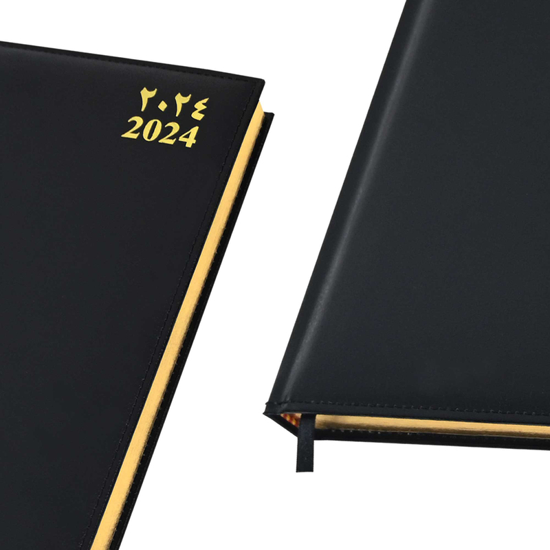FIS 2024 Arabic/English Golden Diary, 384 Sheets, 60 GSM, A4 Size, FSDI43AEG24BK, Black