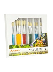 Artmate 24-Piece Round and Flat Brushes, JIABAMB-24, Multicolor