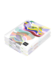 Light Hard Cover Spiral Single Line Notebook Set, 100 Sheets, 9 x 7 inch, 5 Pieces, LINBS971702, Multicolour