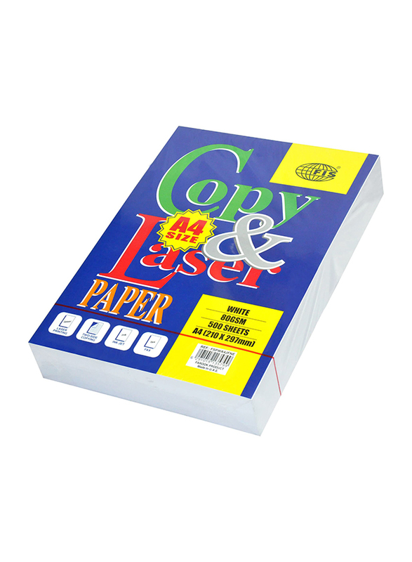 FIS Copy & Laser Photocopy Paper, 500 Sheets, 80 GSM, A4 Size