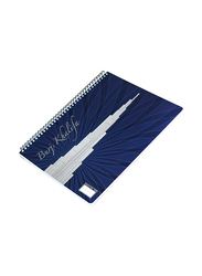 FIS Spiral Burj Khalifa Notebook, 80 Sheets, A4 Size, FSNBSSA480B, Blue