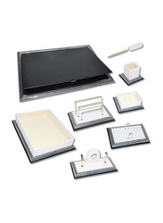FIS PU Desk Set, 8 Pieces, FSDSW659, Gold/White/Black